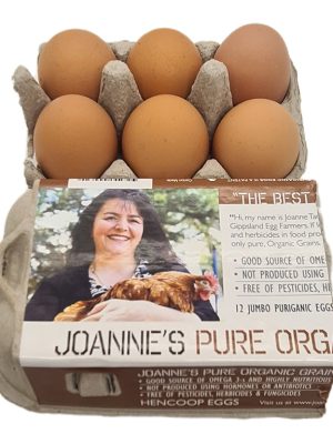 Joanne's Pure Organic Grain Fed Eggs 800 grams Half Dozen